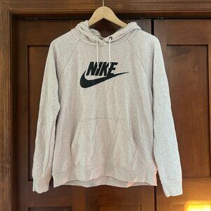 Nike Light Gray Hooded Logo Sweatshirt size Medium like new